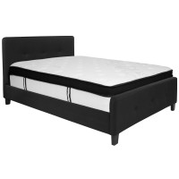 Flash Furniture HG-BMF-22-GG Tribeca Full Size Tufted Upholstered Platform Bed in Black Fabric with Memory Foam Mattress